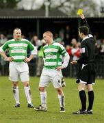 23 February 2008; Donegal Celtic's Stephen McAlorum receives a first yellow card. Carnegie Premier league, Donegal Celtic v Linfield, Celtic Park, Belfast, Co. Antrim. Picture credit; Mark Jones / SPORTSFILE