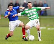 23 February 2008; Michael Court, Linfield, in action against Rory Hamill, Donegal Celtic. Carnegie Premier league, Donegal Celtic v Linfield, Celtic Park, Belfast, Co. Antrim. Picture credit; Mark Jones / SPORTSFILE