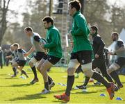 10 March 2015; Ireland's Devin Toner, Jared Payne, centre, and Peter O'Mahony during squad training. Carton House, Maynooth, Co. Kildare. Picture credit: Brendan Moran / SPORTSFILE