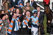 10 March 2015; Winning connections, including jockey Ruby Walsh, celebrate in the winner's enclosure after winning the Arkle Challenge Trophy with Un De Sceaux. Cheltenham Racing Festival 2015, Prestbury Park, Cheltenham, England. Picture credit: Ramsey Cardy / SPORTSFILE