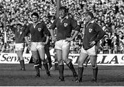 5 March 1983; Ireland players, from left, John O'Driscoll, Moss Keane and Gerry &quot;Ginger&quot; McLoughlin. Five Nations Rugby Championship, Wales v Ireland, Cardiff Arms Park, Cardiff, Wales. Picture credit: Ray McManus / SPORTSFILE