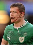 2 February 2013; Brian O'Driscoll, Ireland, picks up an injury to his ear. RBS Six Nations Rugby Championship, Wales v Ireland, Millennium Stadium, Cardiff, Wales. Picture credit: Stephen McCarthy / SPORTSFILE