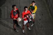 20 February 2008; At the launch of the Cadbury U21 Football Championship 2008 which kicks off this week are, from left, James Colgan, Down, Sean Cahalane, Cork, current holders, and Killian Young, Kerry. For more information on the Cadbury U21 Football Championship see www.cadburygaau21.com. Croke Park, Dublin. Picture credit: Pat Murphy / SPORTSFILE  *** Local Caption ***