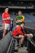 20 February 2008; At the launch of the Cadbury U21 Football Championship 2008 which kicks off this week are, from left, Sean Cahalane, Cork, Killian Young, Kerry, and James Colgan, Down. For more information on the Cadbury U21 Football Championship see www.cadburygaau21.com. Croke Park, Dublin. Picture credit: Pat Murphy / SPORTSFILE  *** Local Caption ***