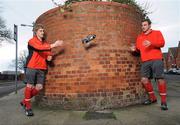 20 February 2008; Ireland and Ulster rugby players Andrew Trimble, left, and Tommy Bowe at the launch of the new PUMA v1.08 lightweight boot. Herbert Park Hotel, Dublin. Picture credit: David Maher / SPORTSFILE