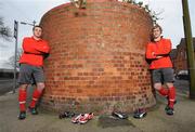 20 February 2008; Ireland and Ulster rugby players Andrew Trimble, right, and Tommy Bowe at the launch of the new PUMA v1.08 lightweight boot. Herbert Park Hotel, Dublin. Picture credit: David Maher / SPORTSFILE