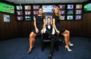 22 February 2008; Celebrating the odds with Victor Chandler - Snooker ace Ken Doherty celebrating the official opening of Victor Chandler's new luxury betting lounge, at 5 Merrion Row, Dublin 2, with models Ruth O'Neill, right, and Lynn Kelly. Merrion Row, Dublin. Picture credit: David Maher / SPORTSFILE  *** Local Caption ***