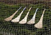 17 February 2008; A selection of hurleys in the back of the Clare goalkeeper's net. Allianz National Hurling League, Division 1B, Round 2, Clare v Laois, Scarriff, Co. Clare. Picture credit; Ray McManus / SPORTSFILE