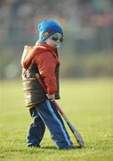 17 February 2008; Two-and-a-half year old Rhys McNamara, from Scarriff, and a grandson of Clare manager Mike, plays ball at half-time. Allianz National Hurling League, Division 1B, Round 2, Clare v Laois, Scarriff GAA Park, Scarriff, Co. Clare. Picture credit; Ray McManus / SPORTSFILE