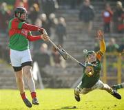 24 February 2008; Paul Shiels, Dunloy, in action against Paul Cleary, Birr. AIB All-Ireland Club Hurling semi-final, Birr v Dunloy, St Tighearnach's Park, Clones, Co. Monaghan. Picture credit; David Maher / SPORTSFILE *** Local Caption ***