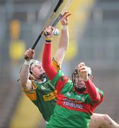 24 February 2008; Paul Cleary, Birr, in action against Gregory O'Kane, Dunloy. AIB All-Ireland Club Hurling semi-final, Birr v Dunloy, St Tighearnach's Park, Clones, Co. Monaghan. Picture credit; David Maher / SPORTSFILE *** Local Caption ***