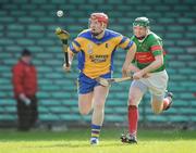 24 February 2008; Joe Canning, Portumna, races clear of Derek Bourke, Loughmore-Castleiney, on his way to scoring his side's first goal. AIB All-Ireland Club Hurling semi-final, Portumna v Loughmore-Castleiney, Gaelic Grounds, Limerick. Picture credit; Brendan Moran / SPORTSFILE