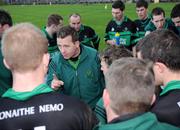 24 February 2008; Nemo Rangers manager Ephie Fitzgerald speaks to his players after the game. AIB All-Ireland Club Football semi-final, Ballina Stephenites v Nemo Rangers, Cusack Park, Ennis, Co. Clare. Picture credit; Pat Murphy / SPORTSFILE