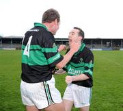 24 February 2008; Nemo Rangers' James Masters, left, and Paul Kerrigan celebrate after the game. AIB All-Ireland Club Football semi-final, Ballina Stephenites v Nemo Rangers, Cusack Park, Ennis, Co. Clare. Picture credit; Pat Murphy / SPORTSFILE