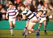 24 February 2008; Micheal Keating, Belvedere College SJ, is tackled by Michael McLoughlin, Clongowes Wood College. Leinster Schools Senior Cup Semi-Final, Clongowes Wood College v Belvedere College SJ, Donnybrook, Dublin. Picture credit; Stephen McCarthy / SPORTSFILE