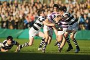 24 February 2008; Shane Kennedy, Clongowes Wood College, is tackled by Rowan Considine, left, and Luke Mangan, Belvedere College SJ. Leinster Schools Senior Cup Semi-Final, Clongowes Wood College v Belvedere College SJ, Donnybrook, Dublin. Picture credit; Stephen McCarthy / SPORTSFILE
