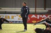 24 February; Dundalk manager John Gill during a training session. Oriel Park, Dundalk. Picture credit; Paul Mohan / SPORTSFILE