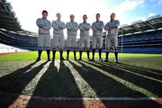 26 February 2008; Today Reebok announced the launch of the 'Sprintfit Pro', Reebok's best fitting football to date. At the launch were left to right, Malachy Travers, Wexford, Shane Ryan, Dublin, Girvan Dempsey, Ireland International rugby, Billy Joe Padden, Mayo, Barry Cahill, Dublin and Chris Whitaker, Leinster rugby. Croke Park, Dublin. Picture credit; David Maher / SPORTSFILE