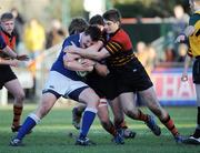 26 February 2008; Robbie Ferris, St Mary's College, is tackled by John Fitzsimmons and Shane Grannell, right, CBC Monkstown. Leinster Schools Senior Cup Semi-Final, St Mary's College v CBC Monkstown, Donnybrook, Co. Dublin. Picture credit; Caroline Quinn / SPORTSFILE