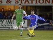 26 February 2008; JP Gallagher, Dungannon Swifts, in action against Dave Mooney, Cork City. Setanta Cup, Dungannon Swifts v Cork City, Stangmore Park, Dungannon, Co. Tyrone. Picture credit; Oliver McVeigh / SPORTSFILE