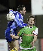 26 February 2008; Dave Mooney, Cork City, in action against Johnny Montgomery, Dungannon Swifts. Setanta Cup, Dungannon Swifts v Cork City, Stangmore Park, Dungannon, Co. Tyrone. Picture credit; Oliver McVeigh / SPORTSFILE