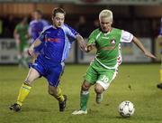 26 February 2008; Liam Kearney, Cork City, in action against Austin Friel, Dungannon Swifts. Setanta Cup, Dungannon Swifts v Cork City, Stangmore Park, Dungannon, Co. Tyrone. Picture credit; Oliver McVeigh / SPORTSFILE