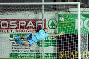 26 February 2008; Drogheda United goalkeeper Miko Vilmunen fails to stop Cliftonville's Francis Murphy's free kick. Setanta Sports Cup Group 1 - Drogheda United v Cliftonville. United Park, Drogheda, Co. Louth. Picture credit; Paul Mohan / SPORTSFILE
