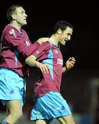 26 February 2008; Eamon Zayed, right, Drogheda United, celebrates after scoring his second and his side's third goal with team-mate Guy Bates. Setanta Sports Cup Group 1 - Drogheda United v Cliftonville. United Park, Drogheda, Co. Louth. Picture credit; Paul Mohan / SPORTSFILE