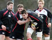 27 February 2008; Ulster's Ryan Caldwell is tackled by team-mate Jarleth Carey during squad training. Ulster Rugby Squad Training, Newforge Country Club, Belfast, Co Antrim. Picture credit; Oliver McVeigh / SPORTSFILE