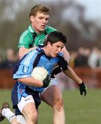 27 February 2008; Thomas McCann, UUJ, in action against Joe Ireland, QUB. Ulster Bank Sigerson Cup Senior Football Quarter-Final, QUB v UUJ. The Dub Queen's University, Belfast, Co. Antrim. Picture credit; Oliver McVeigh / SPORTSFILE