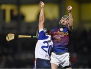 11 March 2015; Johnny Hayes, WIT, in action against Brian Troy, UL. Independent.ie Fitzgibbon Cup Final, Replay, University of Limerick v Waterford Institute of Technology, Pairc Ui Rinn, Cork. Picture credit: David Maher / SPORTSFILE