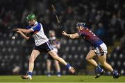 11 March 2015; Jack Langton, WIT, in action against David McInerney, UL. Independent.ie Fitzgibbon Cup Final, Replay, University of Limerick v Waterford Institute of Technology, Pairc Ui Rinn, Cork. Picture credit: David Maher / SPORTSFILE