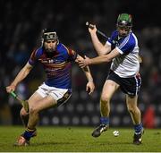 11 March 2015; John McGrath, UL, in action against Ger Teehan, WIT. Independent.ie Fitzgibbon Cup Final, Replay, University of Limerick v Waterford Institute of Technology, Pairc Ui Rinn, Cork. Picture credit: David Maher / SPORTSFILE