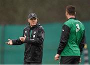 12 March 2015; Ireland head coach Joe Schmidt, left, in conversation with Tommy Bowe during squad training. Carton House, Maynooth, Co. Kildare. Picture credit: Brendan Moran / SPORTSFILE