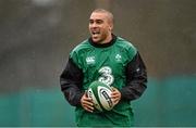 12 March 2015; Ireland's Simon Zebo during squad training. Carton House, Maynooth, Co. Kildare. Picture credit: Brendan Moran / SPORTSFILE
