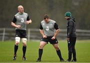 12 March 2015; Ireland's Paul O'Connell and Jack McGrath, centre, with fitness coach Jason Cowman during squad training. Carton House, Maynooth, Co. Kildare. Picture credit: Brendan Moran / SPORTSFILE