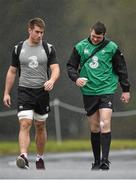 12 March 2015; Ireland's Dominic Ryan, left, and Peter O'Mahony arrive for squad training. Carton House, Maynooth, Co. Kildare. Picture credit: Brendan Moran / SPORTSFILE