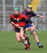 24 February 2008; Orla Cotter, University College Cork, in action against Helen Murphy, University of Limerick. 2008 Ashbourne Shield Final, University of Limerick v University College Cork, Casement Park, Belfast, Co. Antrim. Picture credit: Oliver McVeigh / SPORTSFILE