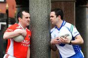 25 February 2008; Armagh's Martin O'Rourke and Monaghan's Paul Finlay pictured at the GAA Unrivalled photocall ahead of the Allianz National Football League game between Monaghan and Armagh on Sunday. The Western Arms Hotel, The Diamond, Monaghan. Picture credit: Oliver McVeigh / SPORTSFILE