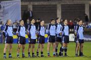 8 February 2008; The Dublin team stand for the National Anthem. O'Byrne Cup Final, Dublin v Westmeath, Parnell Park, Dublin. Picture credit; Brian Lawless / SPORTSFILE