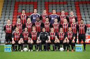28 February 2008; The Bohemians squad, front row from left, John Paul Kelly, Chris Turner, Kevin Hunt, Pat Fenlon, manager, Conor Powell, Mark Rossiter, and Neale Fenn, middle row from left, Stephen O'Donnell, Owen Heary, Glen Crowe, Darren Mansaram, Killian Brennan, Jason Byrne, Glen Cronin, Thomas Heary, and Harpel Singh, back row from left, Ken Oman, Chris Konopka, Jason McGuinness, Brian Murphy, Liam Burns, and Michael McGinley. Dalymount Park, Dublin. Picture credit; Brian Lawless / SPORTSFILE