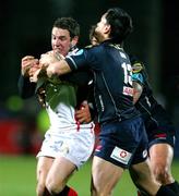 29 February 2008; Paddy Wallace, Ulster, in action against Regan King, Llanelli Scarlets. Magners League, Ulster v Llanelli Scarlets, Ravenhill Park, Belfast, Co. Antrim. Picture credit: Oliver McVeigh / SPORTSFILE