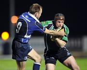 29 February 2008; Mel Deane, Connacht, is tackled by Chris Whitaker, Leinster. Magners League, Connacht v Leinster, Sportsground, Galway. Picture credit: Brendan Moran / SPORTSFILE