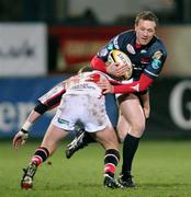 29 February 2008; Morgan Stoddart, Llanelli Scarlets, in action against Paul Steinmetz, Ulster. Magners League, Ulster v Llanelli Scarlets, Ravenhill Park, Belfast, Co. Antrim. Picture credit: Oliver McVeigh / SPORTSFILE