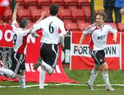 1 March 2008; Portadown's Wes Boyle, right, celebrates his goal with team-mates Kevin Braniff, centre, and Gary McCutcheon. JJB Sports Irish Cup Quarter-Final, Cliftonville v Portadown, Solitude, Belfast, Co. Antrim. Picture credit: Peter Morrison / SPORTSFILE