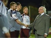 13 March 2015; The President of Ireland Michael D. Higgins meets members of the Galway United team before the game. SSE Airtricity League Premier Division, Bohemians v Galway United, Dalymount Park, Dublin. Picture credit: David Maher / SPORTSFILE