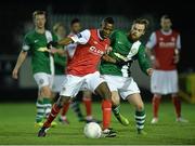 13 March 2015; Cyril Guedje, St Patrick's Athletic, in action against Ryan McEvoy, Bray Wanderers. SSE Airtricity League Premier Division, St Patrick's Athletic v Bray Wanderers, Richmond Park, Dublin. Picture credit: David Maher / SPORTSFILE