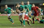 13 March 2015; Stephen Fitzgerald, Ireland, is tackled by Ollie Griffiths, Wales. U20's Six Nations Rugby Championship, Wales v Ireland, Parc Eirias, Colwyn Bay, Wales. Picture credit: Magi Haroun / SPORTSFILE