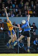 14 March 2015; Cathal McInerney, Clare, in action against Liam Rushe, Dublin. Allianz Hurling League Division 1A Round 4, Clare v Dublin. Cusack Park, Ennis, Co. Clare. Picture credit: Diarmuid Greene / SPORTSFILE