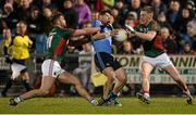 14 March 2015; Kevin McManamon, Dublin, in action against Aidan O'Shea, left, and Kevin Keane, Mayo. Allianz Football League Division 1 Round 5, Mayo v Dublin. Elverys MacHale Park, Castlebar, Co. Mayo. Picture credit: Piaras Ó Mídheach / SPORTSFILE